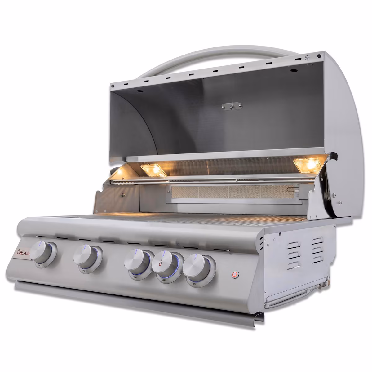 BBQGuys Signature 10 Ft Outdoor Kitchen Island w/ 32-in Natural Gas Blaze LTE+ Grill & Griddle, 15-in Refrigerator & Narrow Trash Bin | Toffee w/ White Valley Granite - Image 6