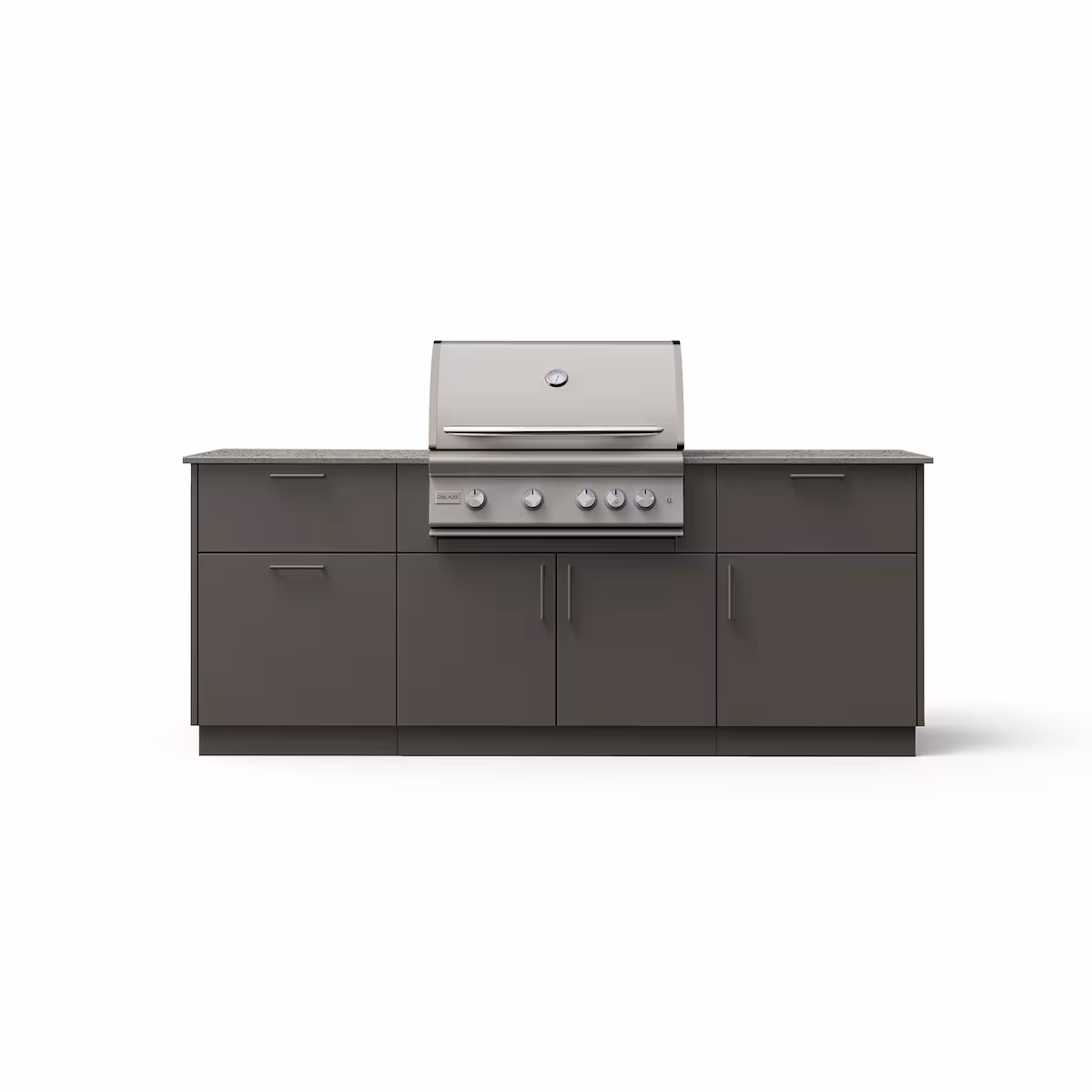 Blaze Sunrise 8-Ft Outdoor Kitchen Island w/ 32-Inch LTE+ Propane Grill in Gunmetal w/ Keon Countertop