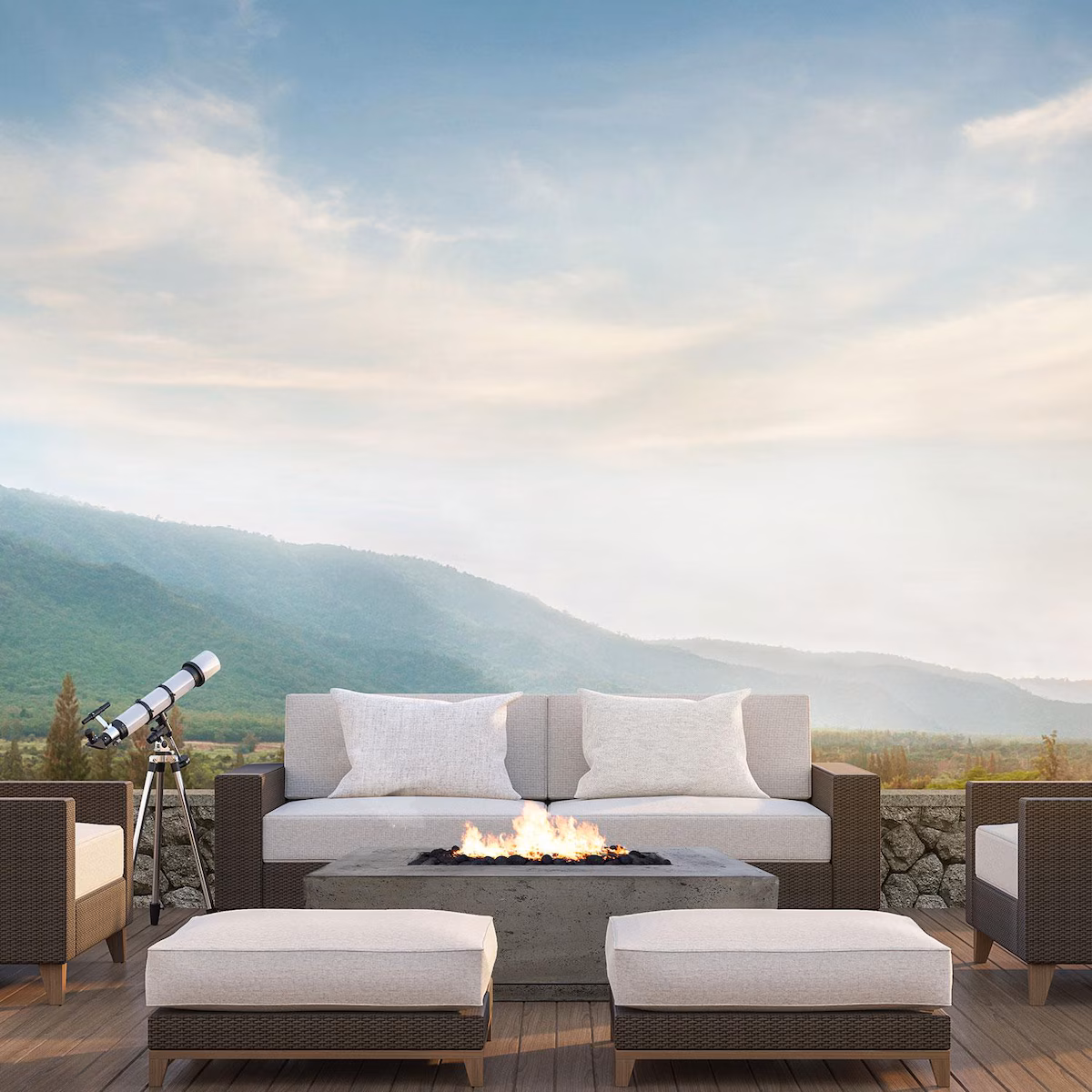 60-in Rectangular Concrete Natural Gas Fire Pit in Limestone by XO - Image 2