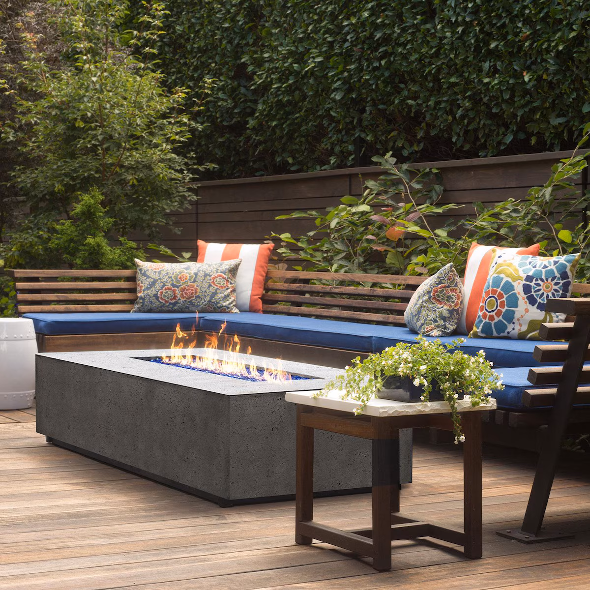 60-in Rectangular Concrete Natural Gas Fire Pit in Limestone by XO - Image 5