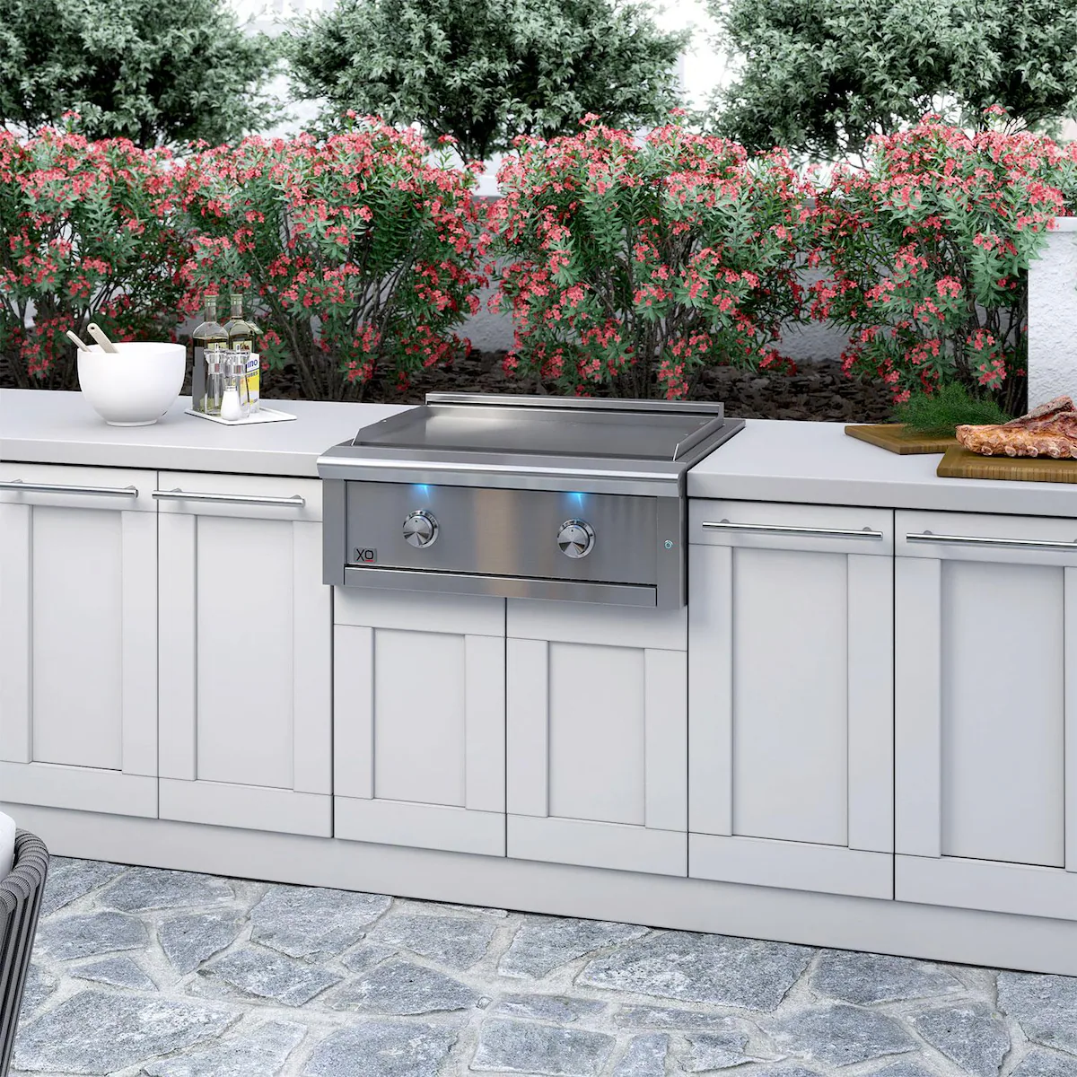 XO Pro-Grade 30-in 2 Burner Built-In Natural Gas Flat Top Grill - Image 4
