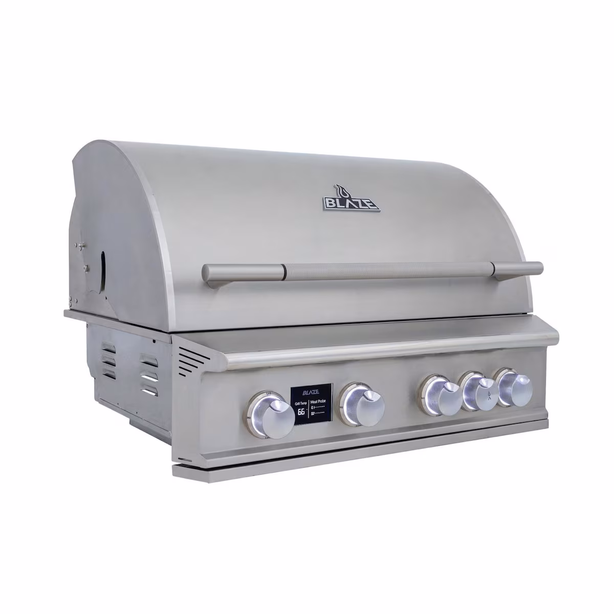BBQGuys Signature 8 Ft Outdoor Kitchen Island w/ 32-in Natural Gas Blaze LTE PRO Grill, Beverage Center & Narrow Trash Bin | Crystal White w/ Nero Mist Granite - Image 3