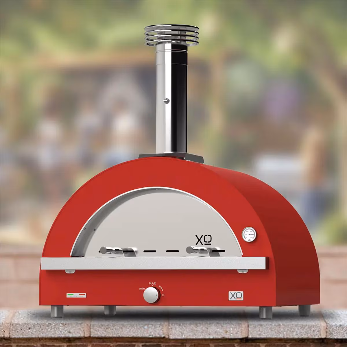 XO PIZZA4 Built-In / Countertop Hybrid Natural Gas & Wood-Fired Pizza Oven in Red
