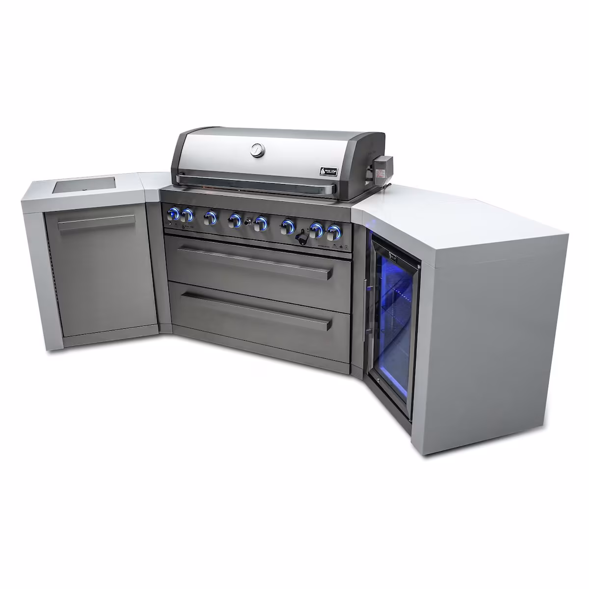 Mont Alpi Deluxe Series 9.5 Ft U-Shaped Propane Outdoor Kitchen Island w/ Side Burner & Fridge - MAi805-D45FC - Image 5