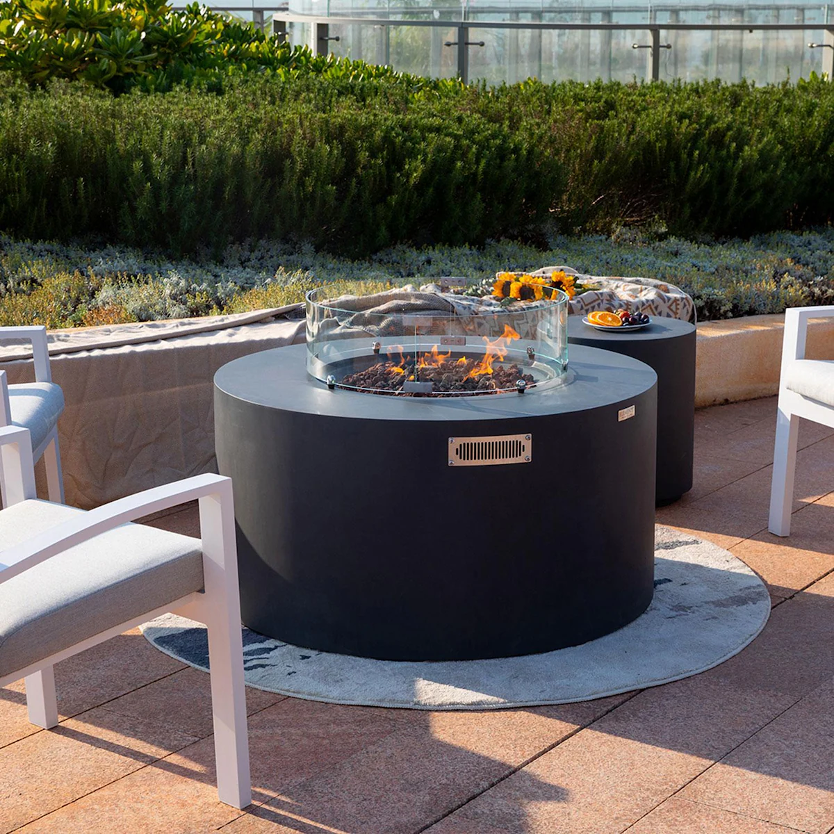 Pacaya 43-in Round Concrete Propane Fire Pit