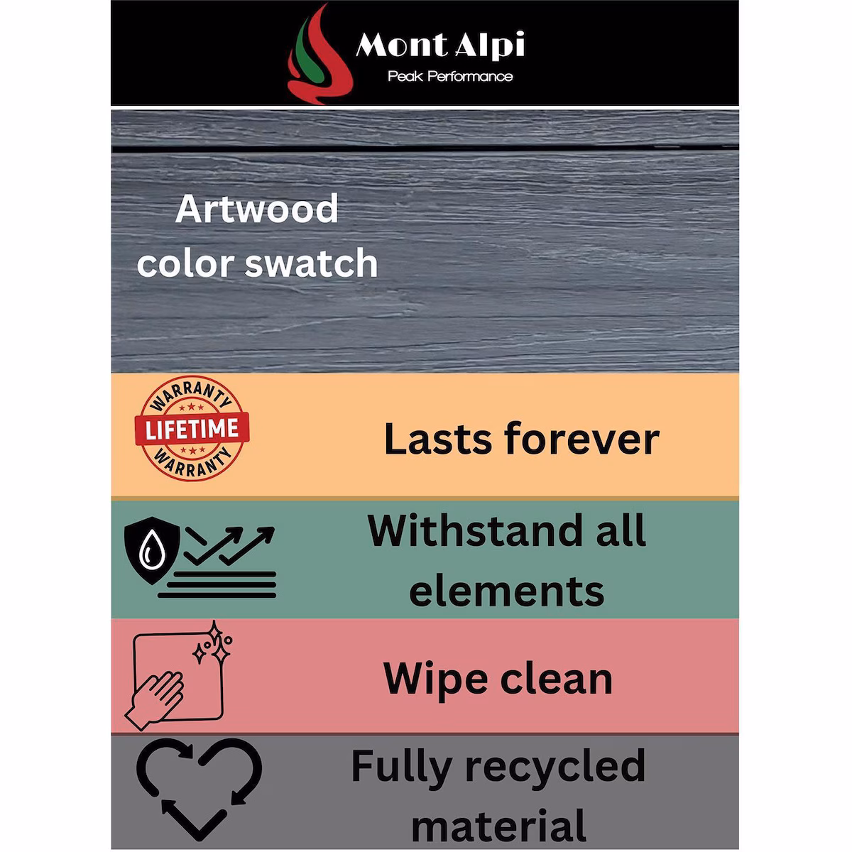 Mont Alpi Artwood Series 6.5 Ft Propane Outdoor Kitchen Island w/ 6-Burner Grill - MA805-AW - Image 6