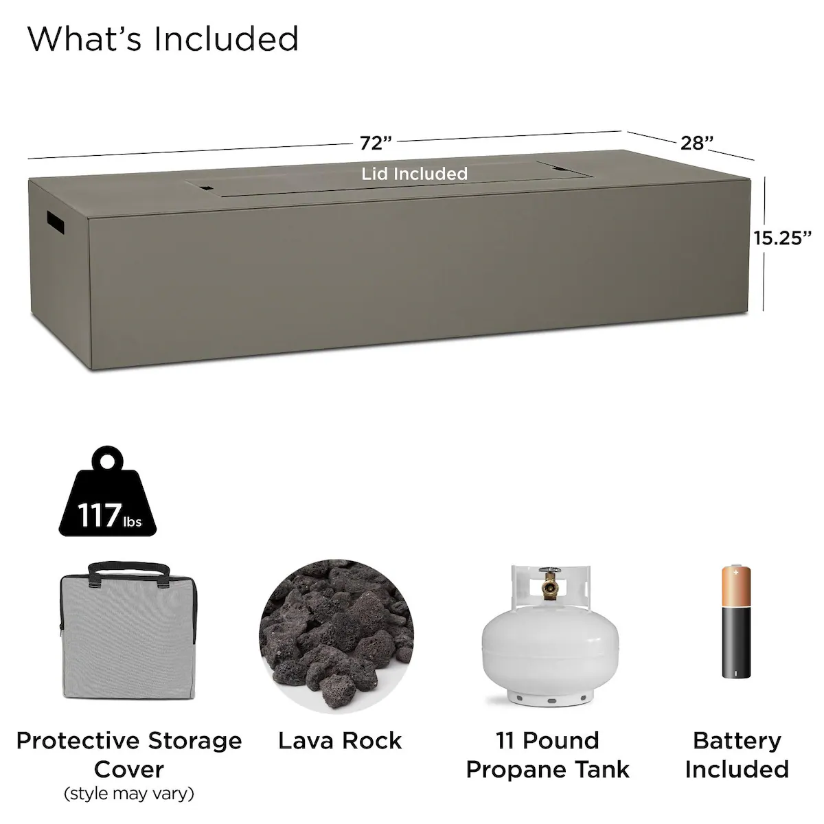 Covewood 72-in Rectangular Aluminum Propane Fire Pit Table - Image 4