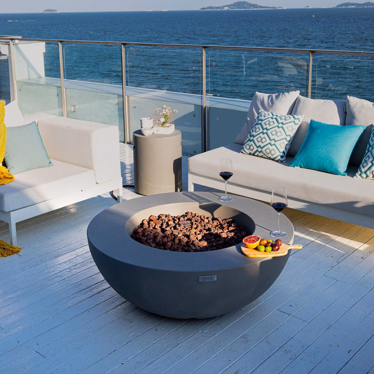 Lunar 42-in Round GFRC Natural Gas Fire Pit