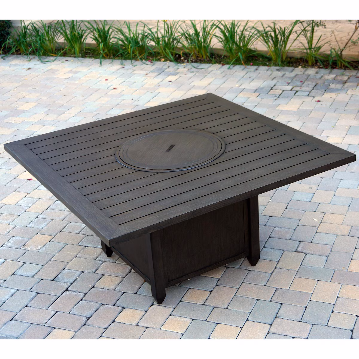 Brooklyn 60 Inch Square Cast Aluminum Propane Fire Pit Table - Image 4