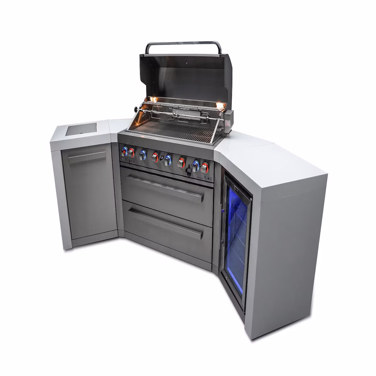 Mont Alpi Deluxe Series 9.5 Ft U-Shaped Propane Outdoor Kitchen Island w/ Side Burner & Fridge - MAi805-D45FC - Image 4