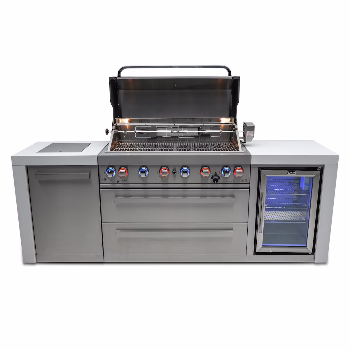 Mont Alpi Deluxe Series 8 Ft Natural Gas Outdoor Kitchen Island w/ Side Burner & Fridge (Ships Propane w/ Conversion Kit) - Image 6