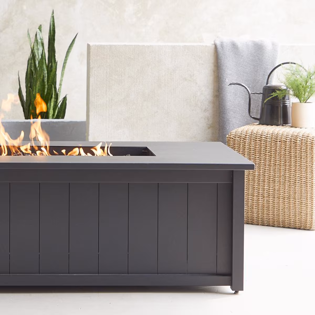 Landon Bay 70 Inch Rectangular Aluminum Propane Fire Pit Table - Image 2