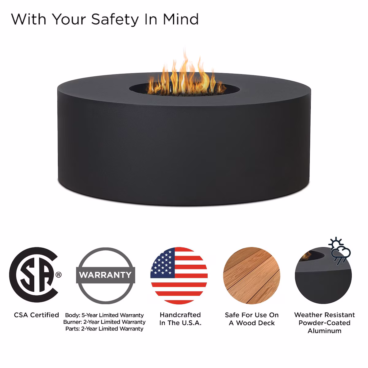 Covewood 41-in Round Aluminum Propane Fire Pit Table - Image 6