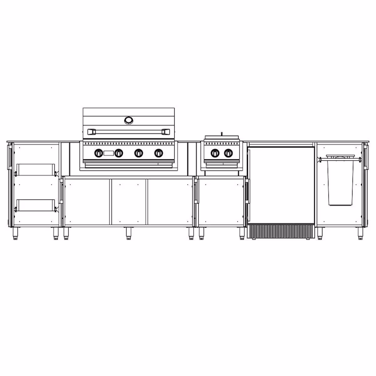 WeatherStrong Nassau 10 1/2 Ft Outdoor Kitchen Island w/ Lynx Natural Gas Grill, Side Burner & Refrigerator in Shell White/Midnight Ice - Image 5