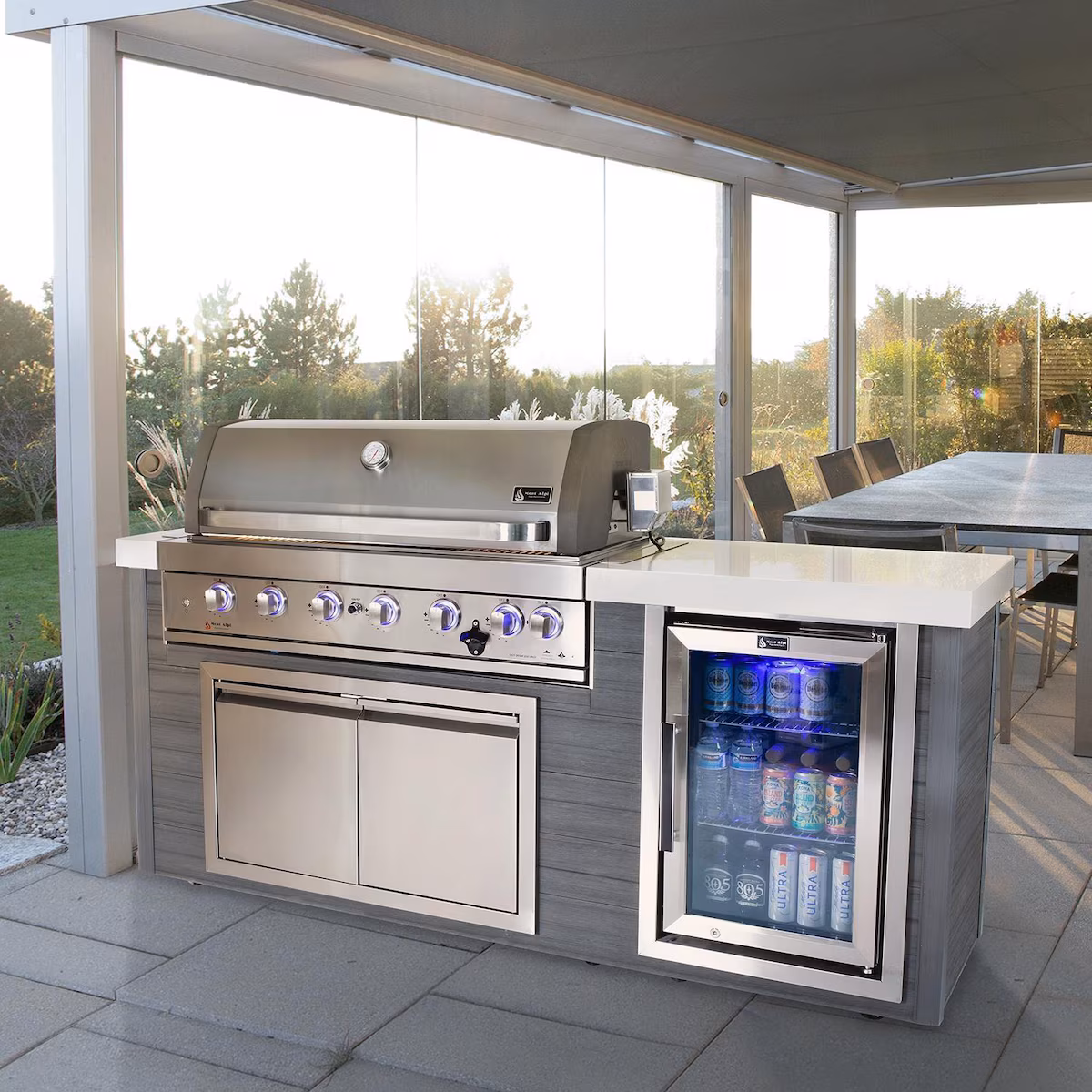 Mont Alpi Artwood Series 6.5 Ft Propane Outdoor Kitchen Island w/ 6-Burner Grill - MA805-AW - Image 5