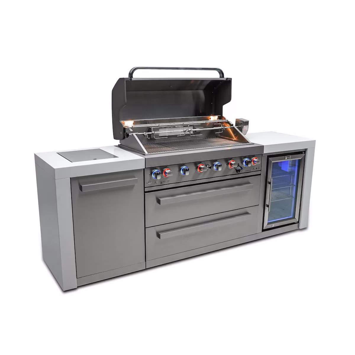 Mont Alpi Deluxe Series 8 Ft Natural Gas Outdoor Kitchen Island w/ Side Burner & Fridge (Ships Propane w/ Conversion Kit) - Image 5