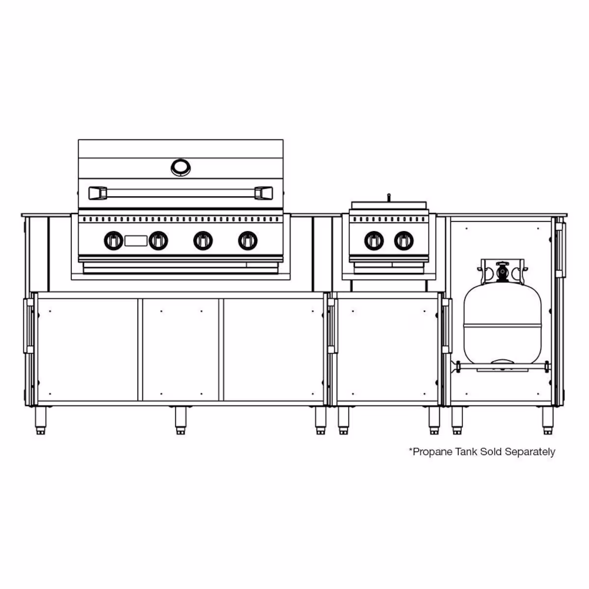 WeatherStrong Abaco 7 Ft Outdoor Kitchen Island w/ Blaze Propane Grill & Side Burner in Dark Ash/Glacier Frost - Image 2
