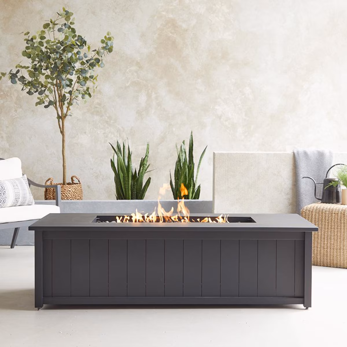 Landon Bay 70 Inch Rectangular Aluminum Propane Fire Pit Table