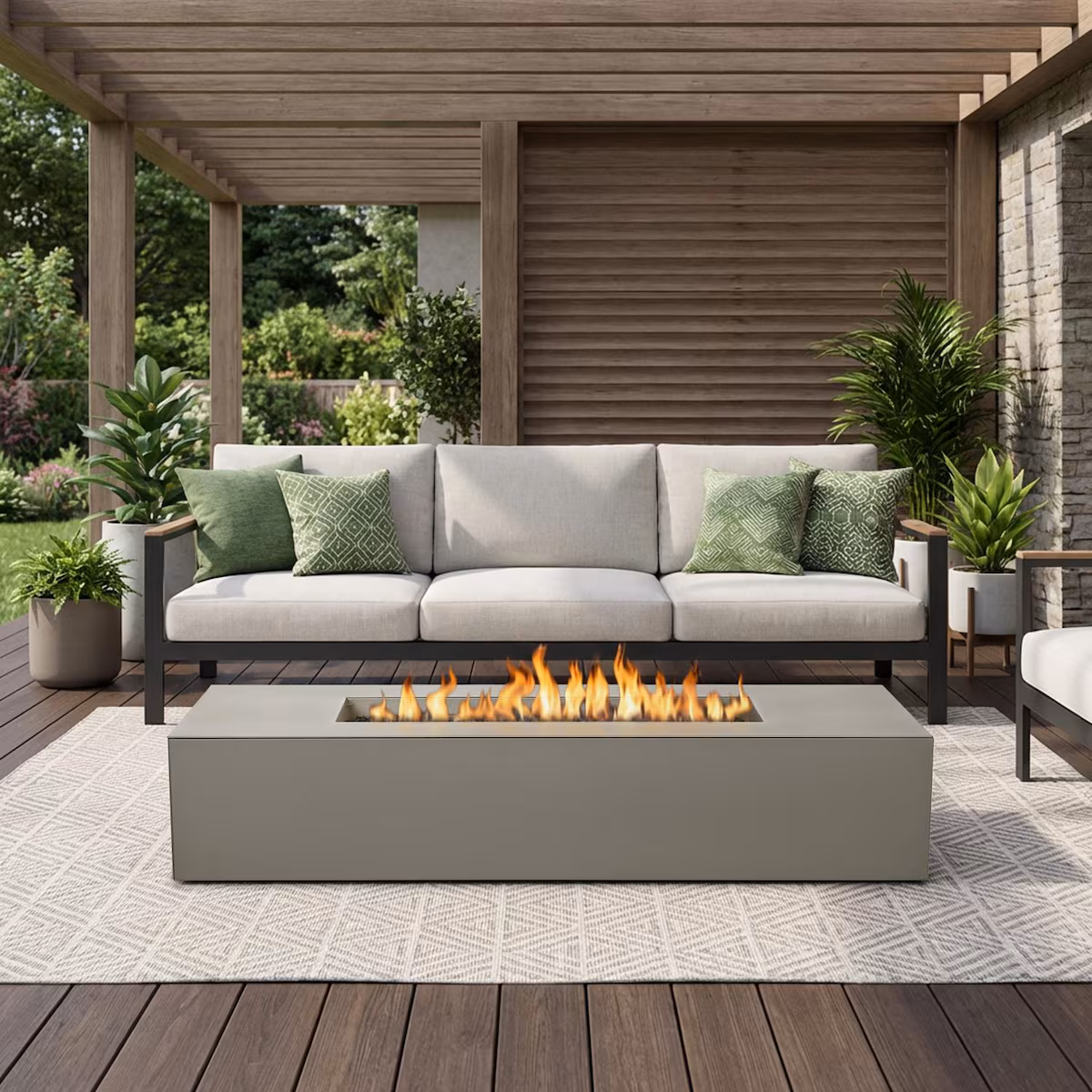 Covewood 72-in Rectangular Aluminum Propane Fire Pit Table