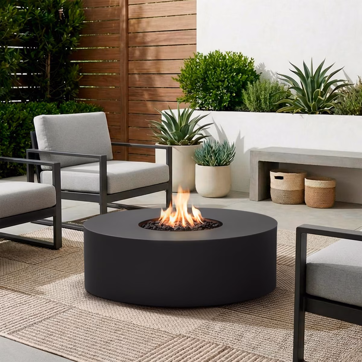 Covewood 41-in Round Aluminum Propane Fire Pit Table