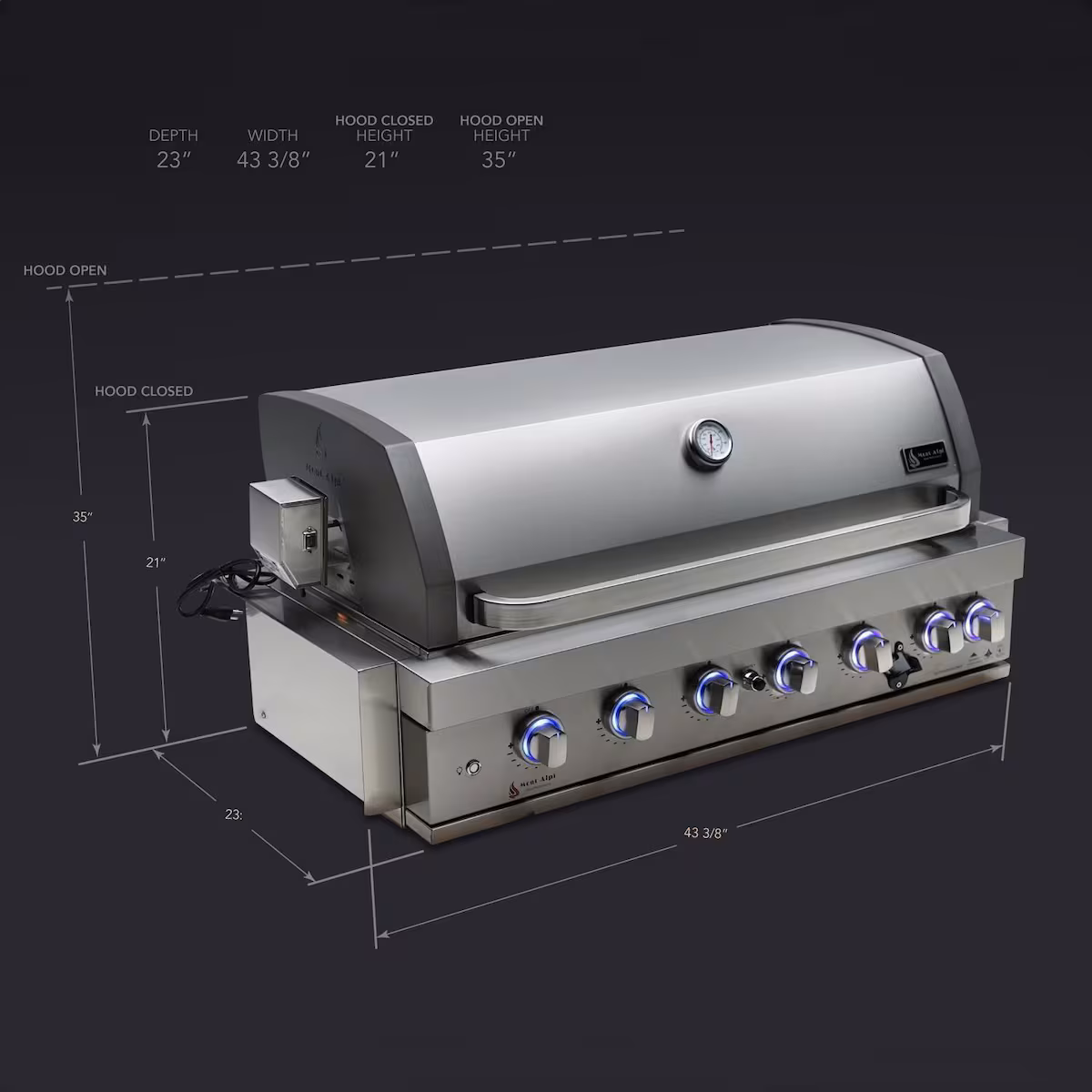 Mont Alpi Artwood Series 6.5 Ft Propane Outdoor Kitchen Island w/ 6-Burner Grill - MA805-AW - Image 4