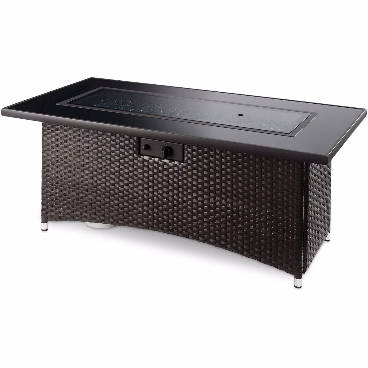 Laneville 60 Inch Rectangular Wicker Propane Fire Pit Table in - Image 3
