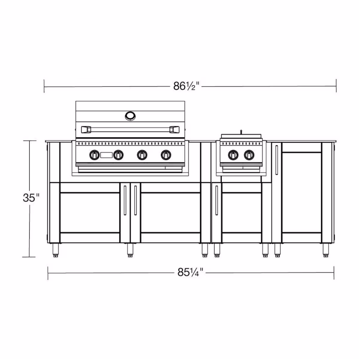 WeatherStrong Abaco 7 Ft Outdoor Kitchen Island w/ Blaze Propane Grill & Side Burner in Dark Ash/Glacier Frost - Image 8