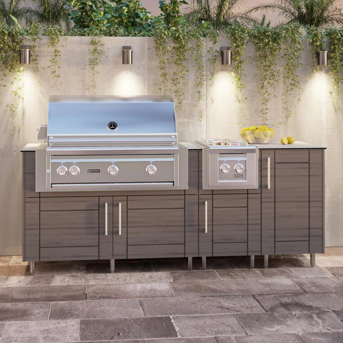 WeatherStrong Abaco 7 Ft Outdoor Kitchen Island w/ Blaze Propane Grill & Side Burner in Dark Ash/Glacier Frost - Image 9