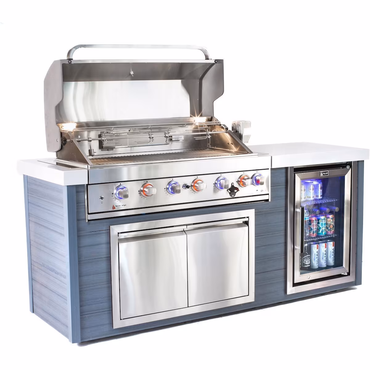 Mont Alpi Artwood Series 6.5 Ft Propane Outdoor Kitchen Island w/ 6-Burner Grill - MA805-AW - Image 3