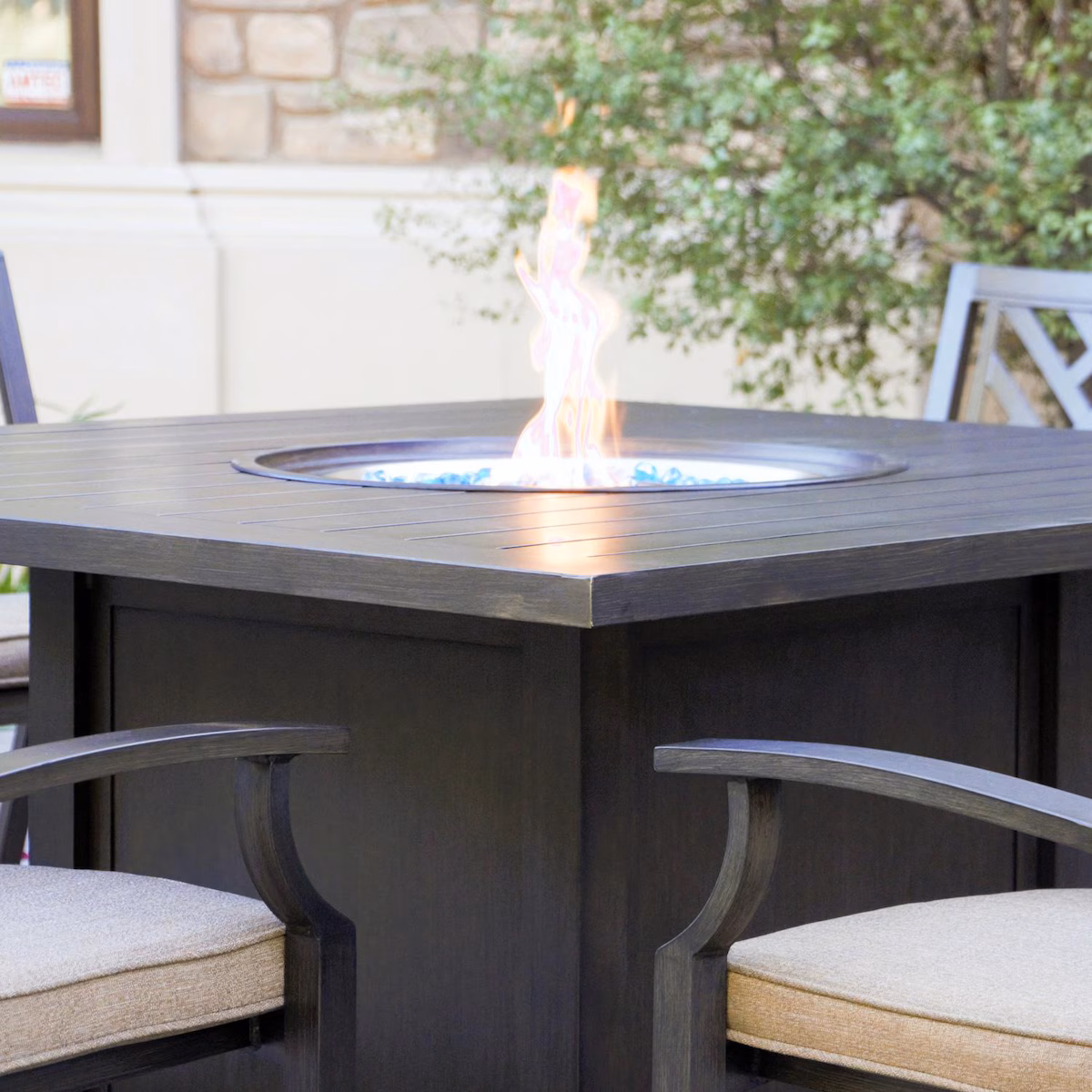 Brooklyn 60 Inch Square Cast Aluminum Propane Fire Pit Table - Image 2