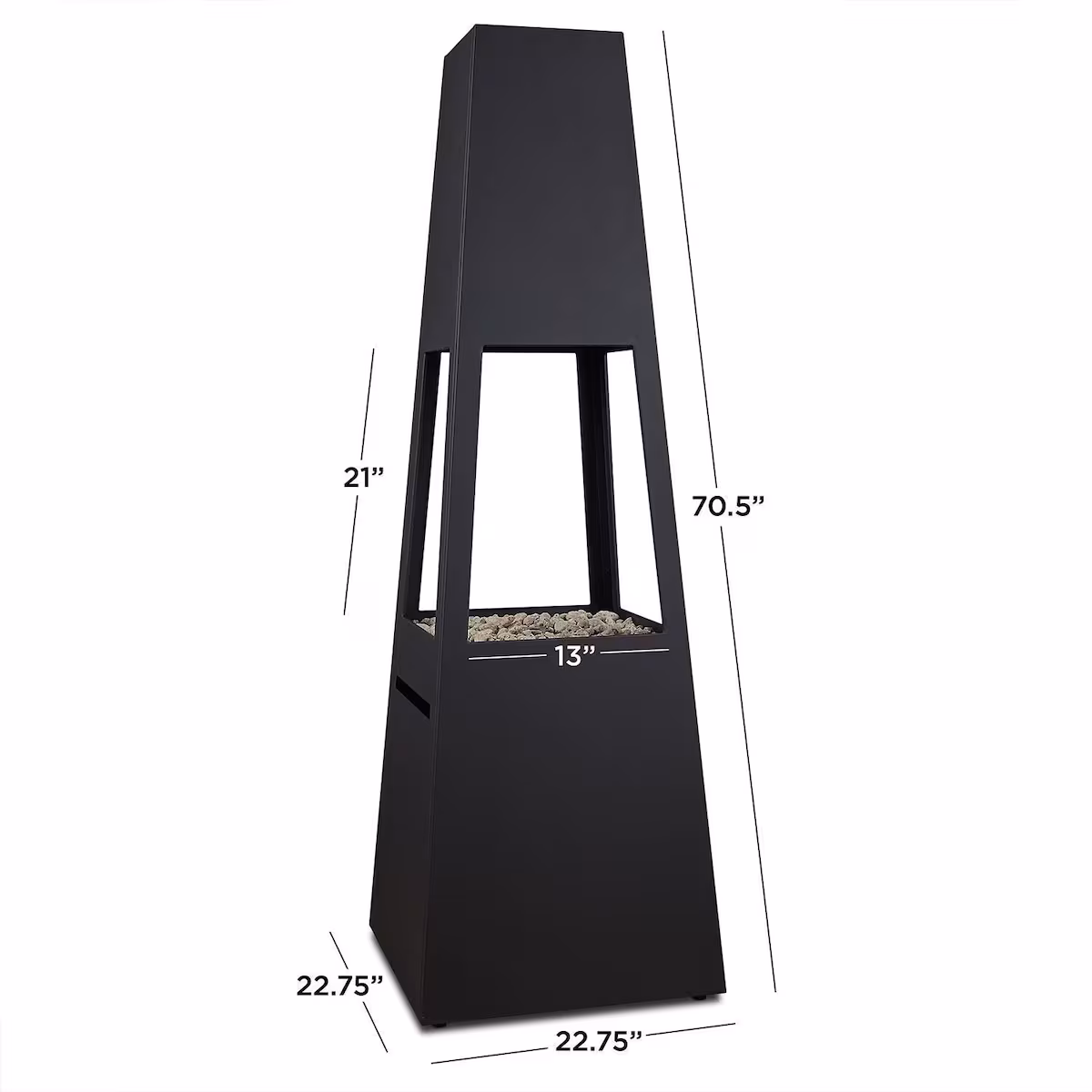 Metal Chiminea 70 Inch Square Propane Fire Column - Image 2