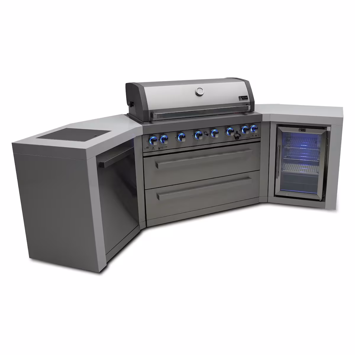 Mont Alpi Deluxe Series 9.5 Ft U-Shaped Propane Outdoor Kitchen Island w/ Side Burner & Fridge - MAi805-D45FC - Image 2