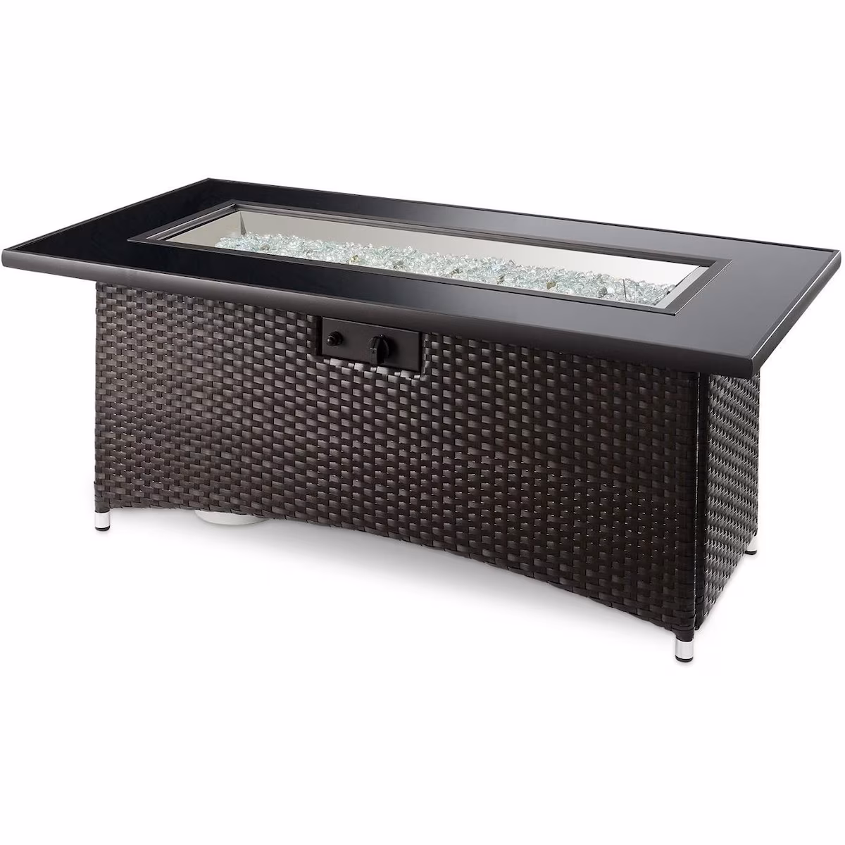 Laneville 60 Inch Rectangular Wicker Propane Fire Pit Table in - Image 5